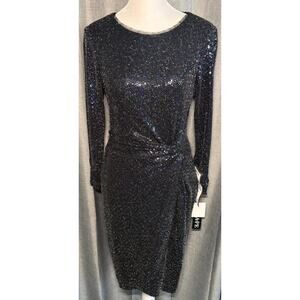 Women's Formal dress Macys Xscape, SIZE 4 navy blue with sparkles NWT